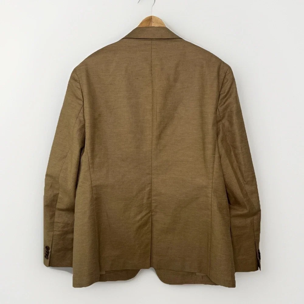 Banana Republic Progetto Uno Slim Italian Cotton Blazer Vicuna Tan Mens 42S